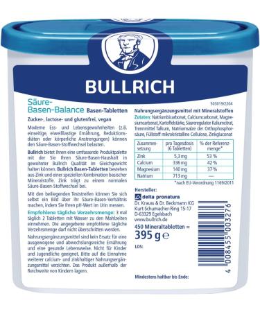 Bullrich Acid-Base Balance Tablets 450 pcs | Vegan with Zinc & 24 pH Test Strips | Optimize Your pH Balance - Buy Online on GoSupps.com