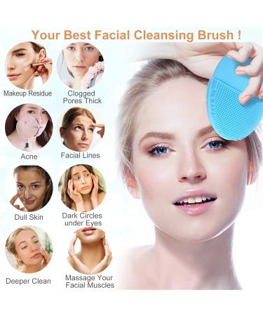 Silicone Facial Cleansing Brush & Face Massager - Ultrasonic Vibrating, Waterproof & Rechargeable - Sonic Electric Exfoliator for Anti-Aging - Blue - Buy Online on GoSupps.com
