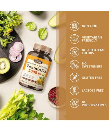 Elixeed Vitamin D3 5000 IU High Potency 120 Veggie Softgels | Bone, Mood & Immune Support | Made in USA | Gluten & Soy Free - Buy Online on GoSupps.com