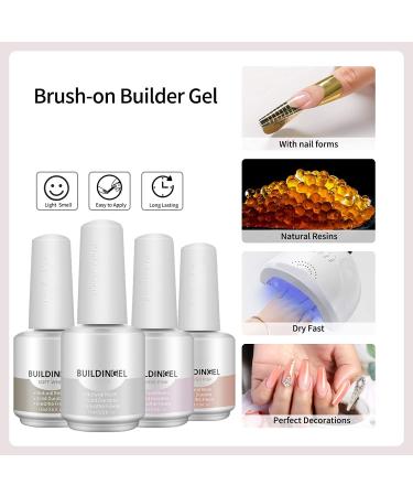 Teerova 5-in-1 Builder Gel Set - 4 Colors 15ml Structure Gel 100 Nail Shapes & File for Perfect Nail Art - International Shipping Available - Buy Online on GoSupps.com
