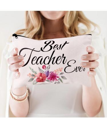 Hlonon 8 PCS Teacher Gifts Makeup Bags Set Teacher Appreciation Gift, Cosmetic Travel Carrying Case Pouch with Zipper, 2 Unique Designs, 9x6 Inch Beige - Buy Online on GoSupps.com