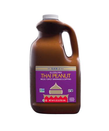 San-J Gluten Free Thai Peanut Sauce | Kosher, Non GMO, No Artificial Preservatives, FODMAP Friendly | Perfect Mildly Spicy Dipping Sauce for Your Favorite Dishes | 64 Fl Oz