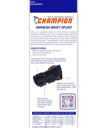 Champion Wrist Splint - Universal Fit Maximum Support & Comfort Airmesh Fabric Black Medium (Left Hand) - International Shipping Available - Buy Online on GoSupps.com