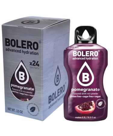 Bolero POMEGRANATE 24x3g | Sugar Free Juice Powder, Sweetened with Stevia + Vitamin C | for Kids & Sports | Gluten Free, Vega