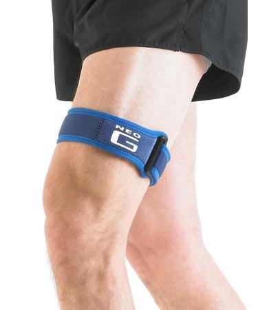 Neo-G ITB Band - Knee Strap For Jumpers Knee, Tendonitis, Joint Pain, Tendon Overuse, Basketball, Running, Soccer, Tennis - Adjustable Compression Support - Class 1 Medical Device - One Size - Blue