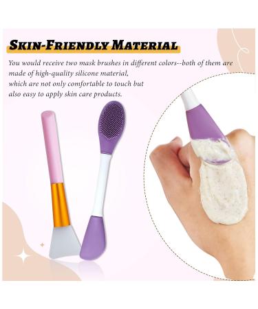 Buy Wishlotus 2Pcs Silicone Face Mask Brushes - Reusable Applicators for Skincare & Makeup | Pink & Purple | International Shipping - Buy Online on GoSupps.com