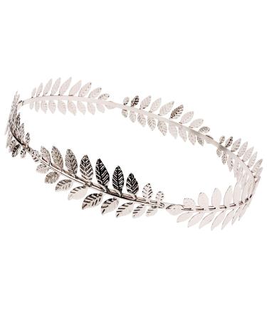 Tihebax Laurel Wreath Crown Roman Emperor Crown Gold Leaf Headband Gold Headpiece Goddess Headpiece Greek Crown for Men metal Silver