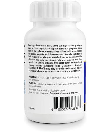 Dr.WellMe Vanadyl Sulfate 10mg - 100 Tablets | Pure Nutrition Supplement - Buy Online on GoSupps.com
