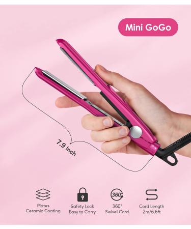 Terviiix Mini Hair Straightener for Travel - Portable Ceramic Styler for Short Hair/Bangs - Quick & Easy Styling - Dual Voltage - Pink - Buy Online on GoSupps.com