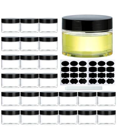 Plastic Jars with Lids, Dabacc 24Pcs 4Oz Clear Plastic Travel Size Containers Storage Organizer for Slime Cosmetic Body Sugar Scrubs Beauty Supplies Leak Proof, Including 1 Pen and Labels