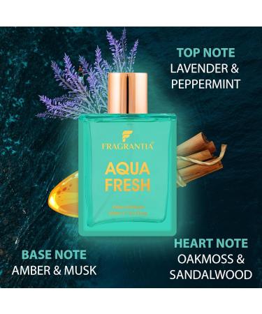 F.ragrantia Aqua Fresh Eau de Perfume Spray for Men - Long-Lasting Fresh Aquatic Fragrance - 100ml (3.4 oz) - Classic Men's Cologne with Crisp and Invigorating Scent - Buy Online on GoSupps.com