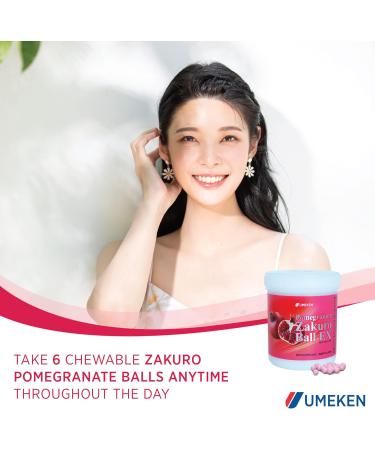 Umeken Pomegranate Extract Zakuro Balls - 360 Pieces (2 Month Supply) Pack of 1 Bottle Chewable Supplement with Natural Vitamins Minerals Citric Acids and Tannins - Buy Online on GoSupps.com