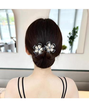 Flower Barrettes for Women | Cloth Alloy Flower Bud Shape Hair Clips Handmade Elastic Barrettes Hair Accessories for Stylish crystal - Buy Online on GoSupps.com