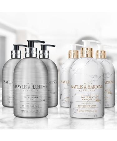 Baylis & Harding Elements Hand Wash Bundle: 3 x 500 ml Lemon & Mint & 3 x 500 ml White Tea & Neroli (6 bottles) - Vegan Friendly Hand Wash Bundle 8 - Buy Online on GoSupps.com