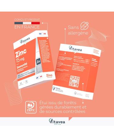 Vitavea - Zinc - Haut dosage 15 mg - Compl ment alimentaire immunit - Syst me immunitaire d fenses naturelles et antioxydant - Zinc biodisponible - 60 comprim s - Cure 1 mois - Fabriqu en France Sans saveur 60 unit (Lot de 1) - Buy Online on GoSupps.com