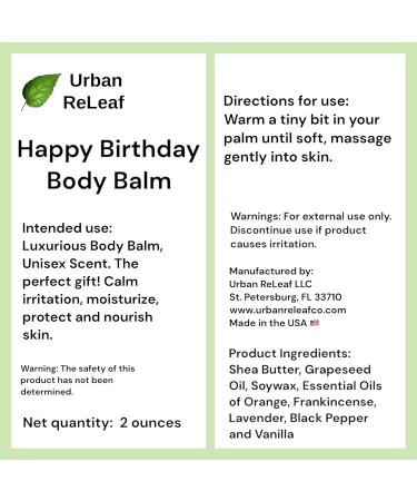 Urban ReLeaf Happy Birthday Body Balm - Fresh Citrus Spice Natural Shea Butter & Essential Oils | Unisex Gift - Deeply Moisturizing & Thoughtful Present - Buy Online on GoSupps.com