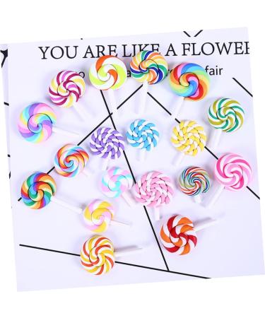 SHINEOFI 24pcs Lollipop DIY Beads Flat Back Lollipop Candy Flatback Pacifier Charms Phone Case Ornaments Charms Gummy Candy Lollipop Candy - Buy Online on GoSupps.com