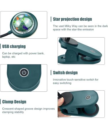 Xunhe Clamping Lamp for Kids | USB Rechargeable Dimmable Reading Light with Star Projection | 360 Adjustable Bed Clamp | Eye Protection Green - Buy Online on GoSupps.com