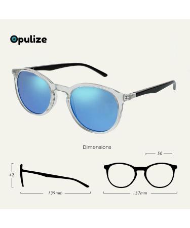 Buy OPULIZE Met Large Comfortable Reading Glasses | Clear Black Arms & Blue Mirrored Lens | UV400 Sun Readers for Men & Women +3.00 Diopters - Buy Online on GoSupps.com