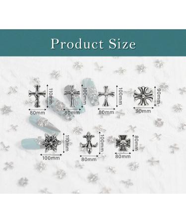 CAMLO 3D Cross Nail Charms - Chrome Silver Gothic Charm Set for DIY Nail Art - Buy Online on GoSupps.com