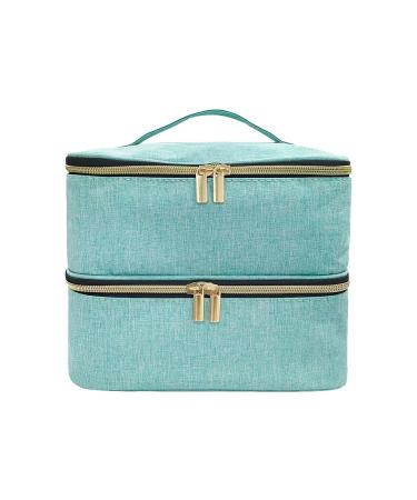 Dajidafu Durable and Hygienic Nail Polish Storage Bag for Safe and Convenient Storage Polyester 30 Grids Nail Polish Storage Bag Stone Green