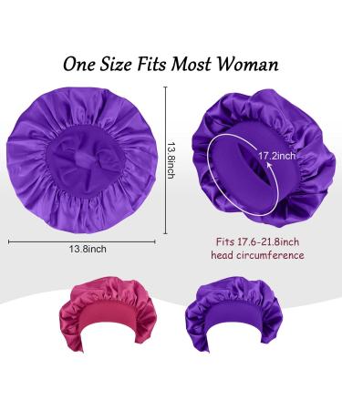 MELTU 1 Pack Hair Bonnet for Sleeping Satin Bonnet with Wide Elastic Band Silk Hair Wrap for Sleeping Soft Sleep Cap Purple - Buy Online on GoSupps.com