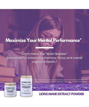 M GU MUSHROOMS Neuro Fuel Lion's Mane Extract Powder 12x Strength High Strength Pure Organic Dual Extract 12:1 Supports Cognitive Function Memory & Focus 75g (30 Servings) - Buy Online on GoSupps.com