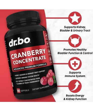 Cranberry Concentrate Pills Supplement - UTI & Bladder Health Support with Vitamin C & Cranberry Extract - Kidney Cleanse Detox Capsules for Women & Men - Buy Online on GoSupps.com