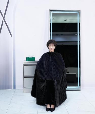 Professional Salon Cape - Black Polyester Barber Hair Cut Cape 54"x62" | International Shipping Available - Buy Online on GoSupps.com