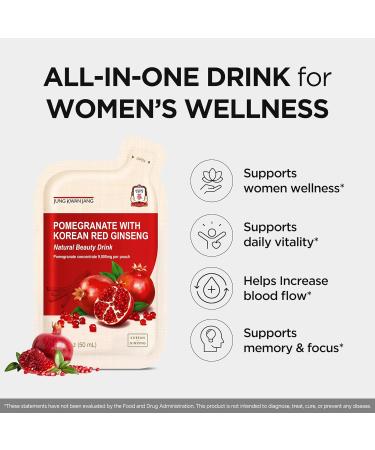 JUNG KWAN JANG Pomegranate with Korean Red Ginseng - Vegan Red Panax Ginseng Liquid Energy Drink with Natural Sweetness from Agave & Grape Extracts - No Caffeine Non-GMO (20 Pouches 1.69 fl oz) - Buy Online on GoSupps.com