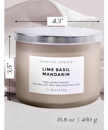 Lime Basil Mandarin 3 Wick Scented Candle | Large Aromatherapy Soy Candle for Home | Unisex Fresh Fragrance | Clean Burning 15.8 oz Candle - Buy Online on GoSupps.com