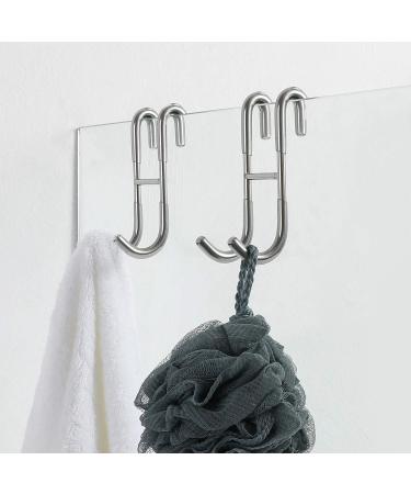 Simtive 10-Inch Shower Squeegee Set with Hooks - Ideal for Shower Doors, Mirrors, and Windows - Silver - Buy Online on GoSupps.com