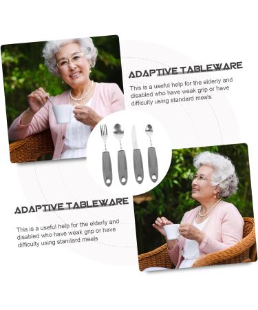 HAPINARY 1 Set Elderly Eating Tableware - Portable Adaptive Utensils for Adults - Stainless Steel Flatware Spoon Fork Tool Kit for Travel - Buy Online on GoSupps.com