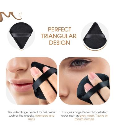 Triangle Makeup Powder Puff - Soft Reusable Velours Sponge Pads (6 Pieces | Pink & Black) | International Shipping - Buy Online on GoSupps.com