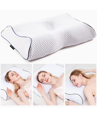 Cervical Contour Memory Foam Pillow: Neck Support Chiropractic Pillow,Ergonomic Orthopedic Sleep Spine Contoured Pillows,Relief Neck Shoulder Back Pain Relief Snoring, Side Back Stomach Sleeper Pillow