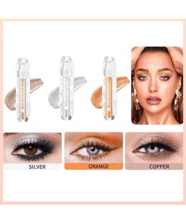 Vtrem Liquid Glitter Eyeshadow Set - Silver Orange & Bronze | Long-Lasting Multi-Dimensional Makeup for Women - Buy Online on GoSupps.com