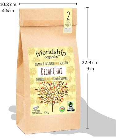 Friendship Organics Decaf Chai Tea Bags Organic and Fair Trade Herbal 36 Count 36 Count (Pack of 1) - Buy Online on GoSupps.com