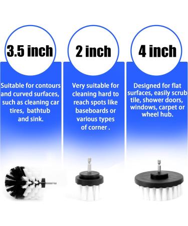 Drill Brush Attachment Set BUYAOBL 4 Pack Power Scrubber Cleaning Brush All Purpose Scrub Brush for Tiles Carpet Sinks Tub Automotive Kitchen and Bathroom Cleaning (White) 4 PCS White Drill Brush - Buy Online on GoSupps.com