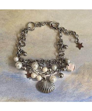 Shop Oralgo's Handmade Natural Pearl Bracelet with Unique Shell Pendant - Adjustable Jewelry for Parties | Durable Stainless Steel Chain - Buy Online on GoSupps.com