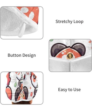 Cute Red Panda Hair Towel 2 Pack | Super Absorbent Quick Dry Turbans for Women & Girls - Bubble Tea Cartoon Design - Buy Online on GoSupps.com