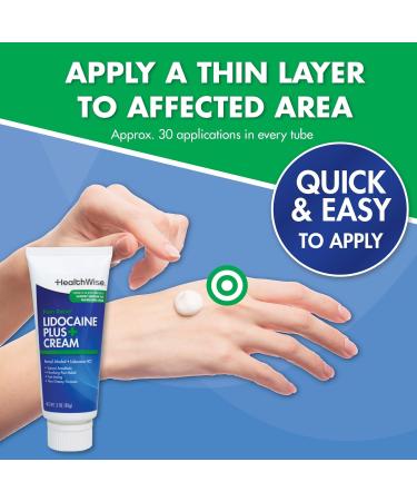 HealthWise Lidocaine Plus+ Cream | Numbs Away Pain | | Non-Greasy | 3.0 Oz | 4% OTC Lidocaine + 10% Benzyl Alcohol | Topical Anesthetic - Buy Online on GoSupps.com