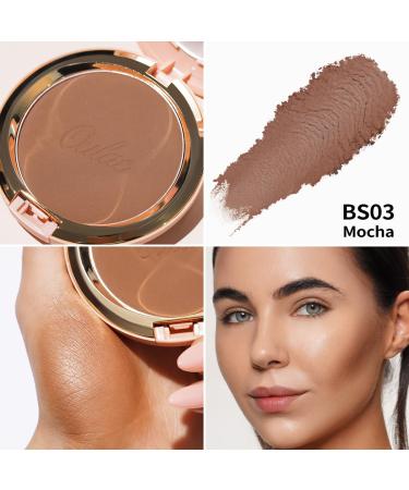 Oulac Satin Matt Bronzer Makeup BS03 Mocha - Highly Pigmented Vegan & Cruelty-Free Bronzing Powder & Blush with Mirror for a Natural Sun-Kissed Look - 8.5g - Buy Online on GoSupps.com