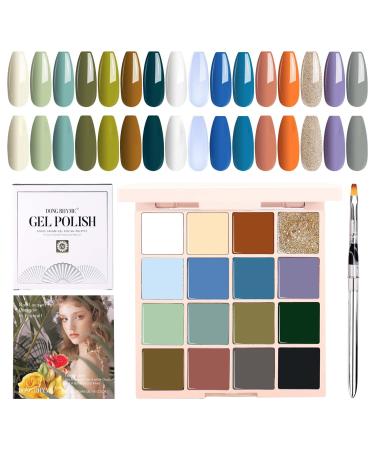 Solid gel for nails 16 colors nail polish pallet with brush solid cream gel nail polish pallet upgrade cream pudding gel polish palette nail kit gel paint nail art - valley green green - Buy Online on GoSupps.com