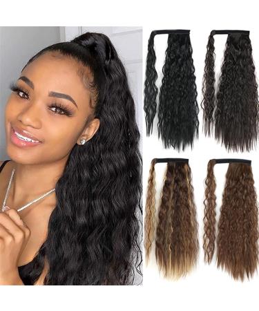 Ponytail Extension Wrap On Clip Hair Extensions Synthetic Corn Wavy Long Ponytail for Women Hairpiece Ponytail Hair Extension(Q56-8 34inch-85cm) 34inch-85cm Q56-8 - Buy Online on GoSupps.com
