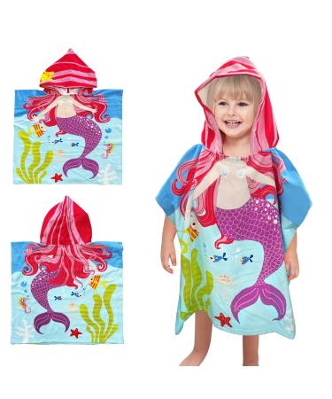 Supgomax Hooded Bathing Poncho for Kids - Cartoon Absorbent Beach Towel & Baby Hooded Towel for Swimming Shower & Mermaid Fun - Buy Online on GoSupps.com
