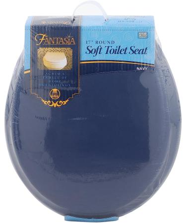 Fantasia Navy 17 Inch Soft Standard Vinyl Toilet Seat with Comfort Foam Cushioning - Easy to Install - Fits All Standard Size Fixtures - Buy Online on GoSupps.com