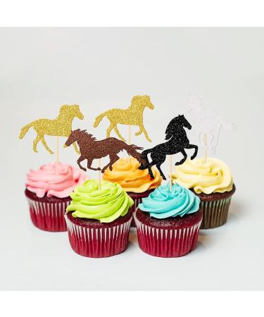 Glitter Horse Cupcake Toppers Derby Cupcake Toppers Western Cupcake Toppers Cowgirl Party Decor Cowboy Party Decor Horse Themed Party Decor 24 Pcs - Buy Online on GoSupps.com