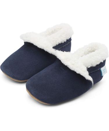 Dotty Fish Suede Baby Slippers | Warm Fleece Lined | Non-Slip Soft Sole for Boys and Girls | Navy | 2-3 Years - Buy Online on GoSupps.com