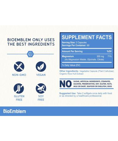 BioEmblem Triple Magnesium Complex and Magnesium glycinate with Zinc for Brain Health Enzyme Function and Muscles and Legs - Buy Online on GoSupps.com