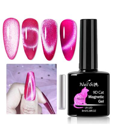NAILGIL Cat Eye Gel Nail Polish with Magnet Cat Eye Gel Nail Polish UV Gel Nail Polish Galaxy Soaking Holographic Cat Eyes Nail Polish Gel for Nail Art Manicure Salon DIY Jelly Rose